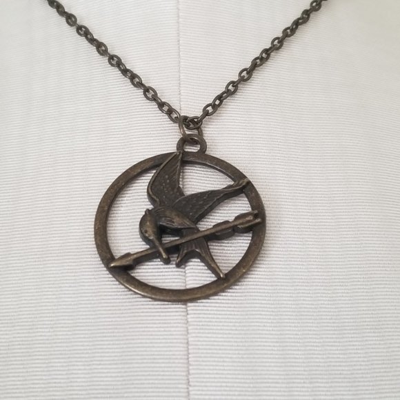 Mockingjay Necklace Unisex Bronze Treena Bean Hunger Games - Picture 12 of 15